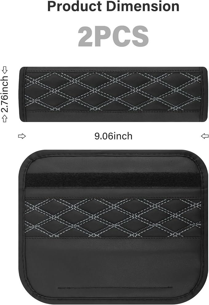 2PCS Car Seat Belt Cover Pads,Leather Seatbelt Covers Protect Shoulder and Neck Car Accessories Interior,Universal Car Seat Strap Pads Car Decorations for Most Cars Trucks (Black/Gray)