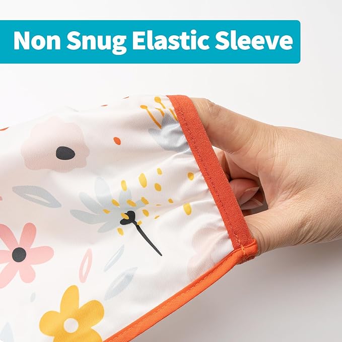 3 Pcs Long Sleeved Bib Set | Baby Waterproof Bibs with Pocket Bundle Toddler Bib with Sleeves and Crumb Catcher 6-24 Months
