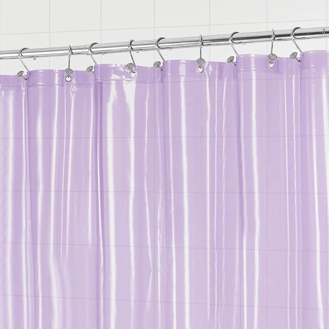 Barossa Design Clear Lavender Shower Curtain Liner - PEVA Heavy Duty Shower Liner with 6 Magnets and Metal Grommets, 72" x 72" Waterproof Curtains for Bathroom - Clear Lavender
