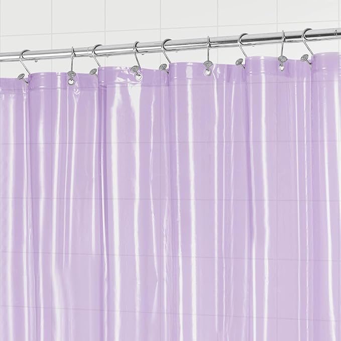 Barossa Design Shower Curtain Liner - Premium Clear Lavender PEVA Shower Liner with 3 Magnets and Metal Grommets, Waterproof Lightweight Standard Size Bathroom Curtains - Translucent Lavender