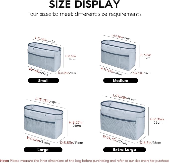 GIVLEFLY Tote Organizer Insert with Multiple Pockets Zipper Purse Dividers with Handle Lightweight Purse Liner with Cup Holder Fit for Saint Louis Large, Neverful and More(Extra Large,Light Blue)
