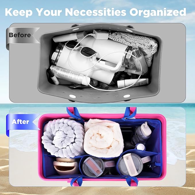 OUTXE Beach Bag Organizer Compatible with X Large Bogg Bag Accessories Inserts, Lightweight Mesh Insert Divider Pouch for Original XL Bogg Bags, Beach Tote Bags Insert for Organizing