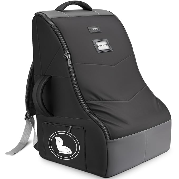 YOREPEK Padded Car Seat Travel Bag for Airplane Travel Compatible with Chicco, Britax, Nuna Rava, Sturdy Car Seat Backpack for Airport with Wear-Resistant Bottom, Large Carseat Cover for Baby Travel