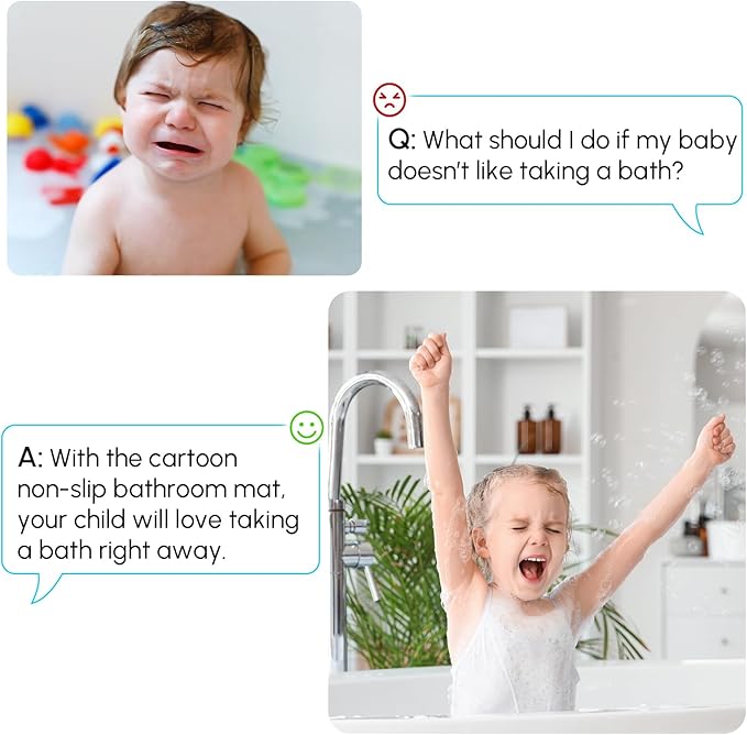 Bath Mats for Tub Kids - Large Cartoon Non-Slip Bathroom Bathtub Kid Mat for Baby Toddler Anti-Slip Shower Mats for Floor 40x16,with Drain Holes and Suction Cups Machine Washable, Boy - Submersible