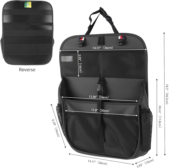 Hanging Car Trunk Organizer and Storage, Premium Faux Leather Large Capacity Storage Accessories, Backseat Car Organizer for SUV/MPV/Truck (1, Black)