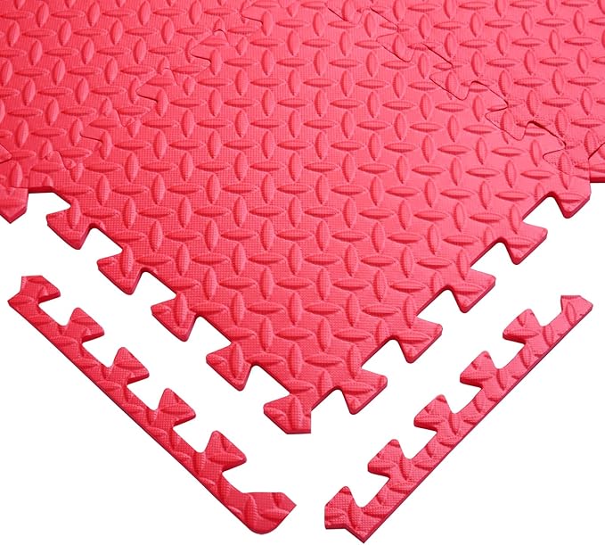 Coolcandy Baby Foam Play Mat 16Pcs with Edge Strips, 4 Colors Interlocking Floor Tiles, 0.4″ Thickened Non-Slip Puzzle Floor Mat for Infants Toddlers Playroom & Daycare
