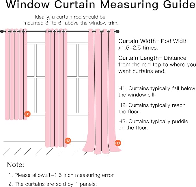 XiDi Light Pink Curtains for Bedroom, Girls Room Blackout Curtains, Kids Room Darkening Curtains Decor, 1 Panel Light Pink52/96/1 US