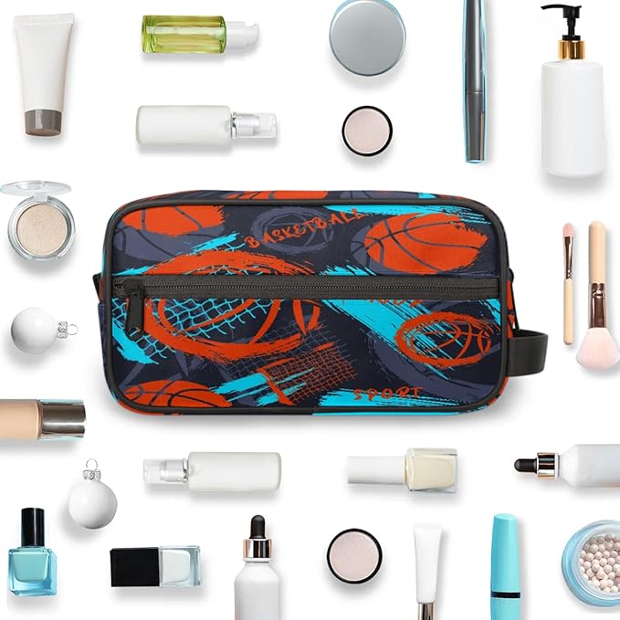 Boys Toiletry Bag Basketball Kids Dopp Kit Waterproof Hanging Wash Bag Cosmetic Bag Medicine Bag for Travel Sports Shower Essential