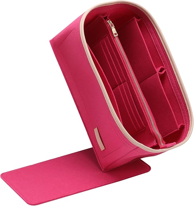 Doxo Purse Organizer Insert, Bag Organizer for Tote & Purse, Bag in Bag, Perfect for Speedy 30 Neverfull MM and More(Rose-L)