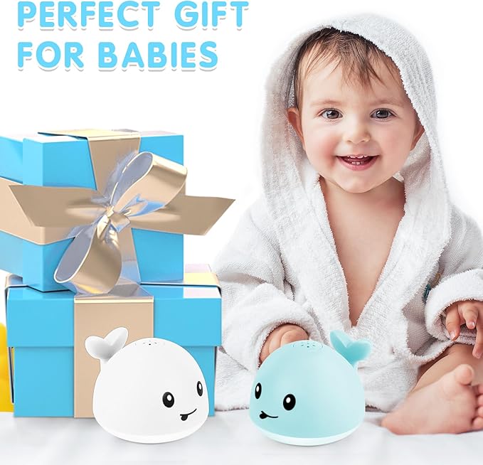 Whale Bath Toy Sprinkler, Light Up Bath Toys for Kids Ages 1-3 Babies 6-12-18 Months, 1 2 3 Year Old Boys Girls Gifts Valentines Toddler Birthday Gifts, Bathtub Fountain Pool Water Table Toys
