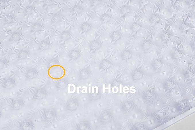 Bathtub Mat Non Slip with Suction Cups 15"x27" - Anti-Slip Shower Mat for Kids, Toddlers, and Seniors - Machine Washable Bath Tub Mat with Multiple Drainage Holes (Clear)
