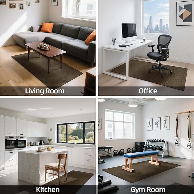 Office Chair Mat for Hardwood and Tile Floor, 55" x 35" Computer Desk Chair Mats, Anti-Slip Mat for Rolling Chair, Large Floor Protector for Home Office, Coffee Color