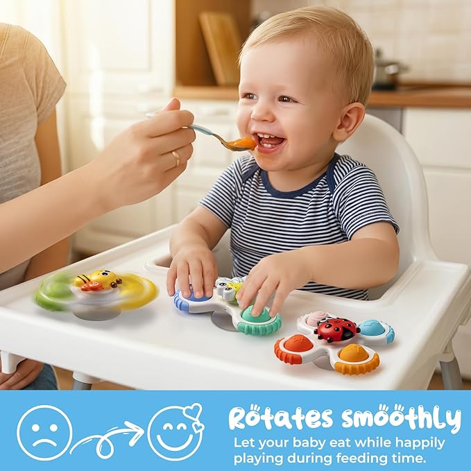 Baby Suction Cup Spinner Travel Toys for Kids Ages 1-3, Fidget Spinner Toys for 1 Year Old Boy Girl 12 Months, Sensory Bath Toy for Toddlers Infants Birthday