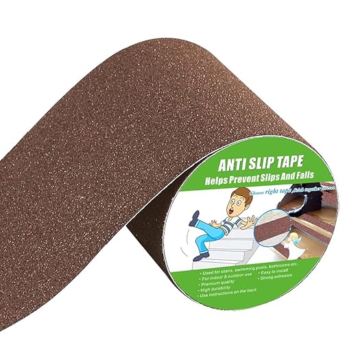 Anti Slip Tape, High Traction,Strong Grip Abrasive, Not Easy Leaving Adhesive Residue, Indoor & Outdoor (6" Width x 190" Long, Brown)