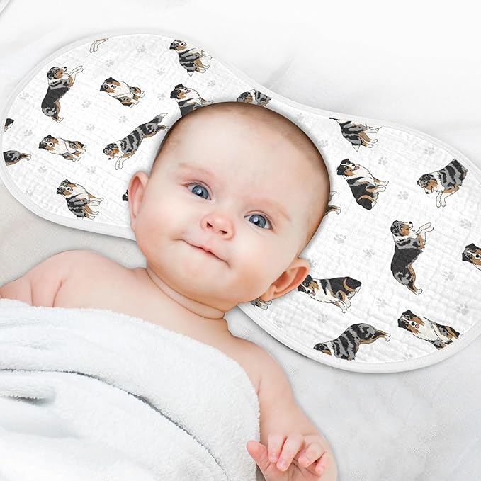 Qinllo 4 Pack Muslin Burp Cloths Bernedoodle Dogs Paw White Cotton Baby Burp Cloths Ultra Absorbent and Soft Thick Burping Cloth for Newborn Babies 22x11 Inch