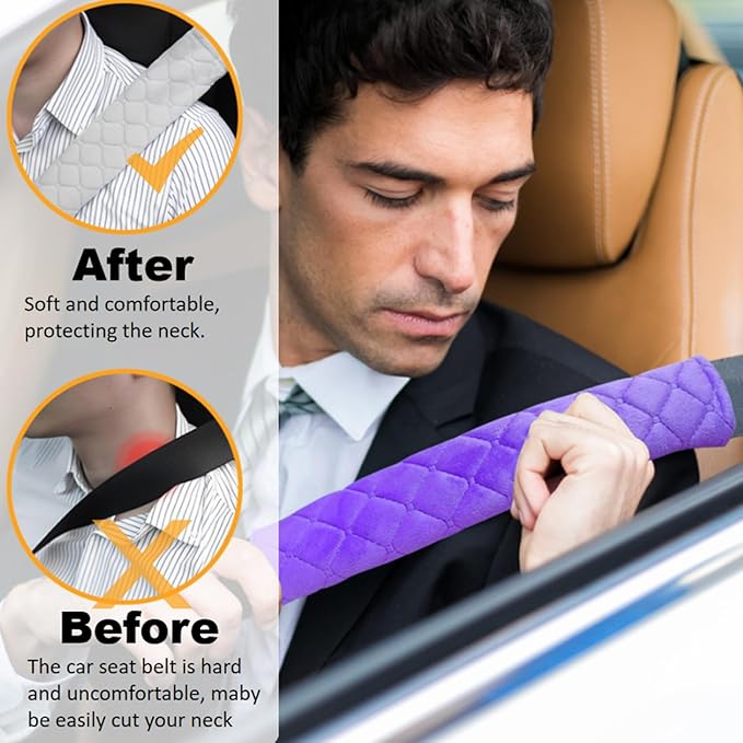 WSSROGY 5 Pack Soft Comfort Car Seatbelt Cover Protector Pads Strap for Protecting Neck and Shoulder (Purple)
