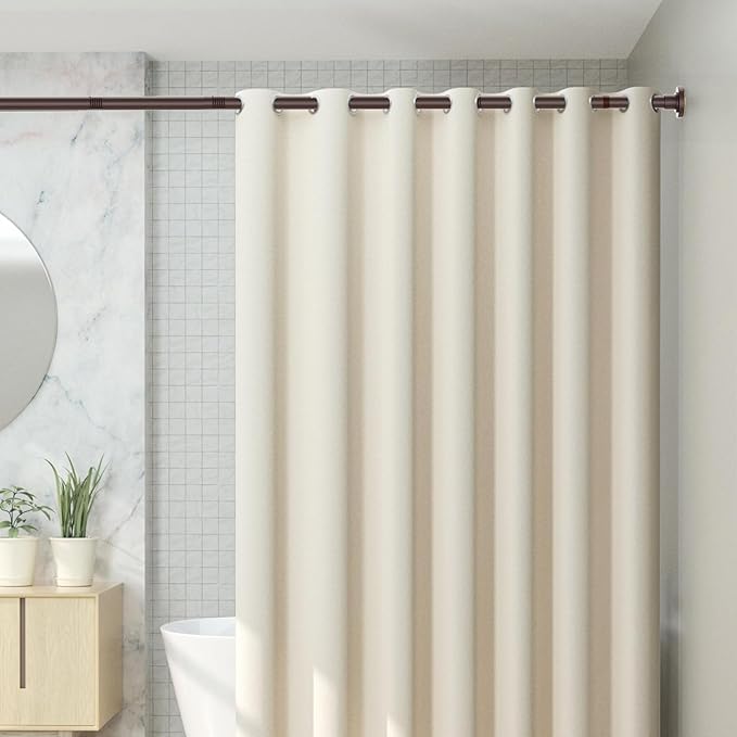 CorkLatta Bronze Shower Curtain Rod 31 to 80 Inch,1 Inch Diameter Adjustable Spring Tension Stainless Steel Telescoping Rod,Easy Install,No Rust