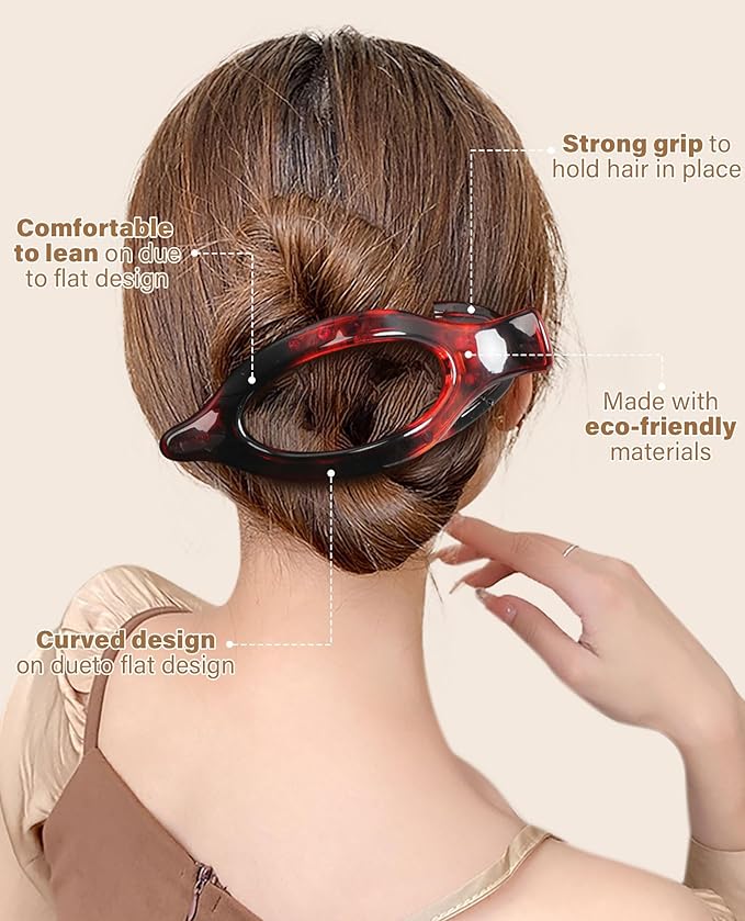 French Flat Hair Clips for Women - 6Pcs Flat Hair Claws for Thin Thick Hair Strong Hold No Slip Grip Hair Claw Clips for Women Girls (Matte Dark color(L:4.6 IN, W:1.97IN))