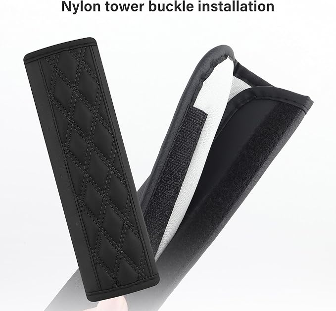 2PCS Car Seat Belt Cover Pads,Leather Seatbelt Covers Protect Shoulder and Neck Car Accessories Interior,Universal Car Seat Strap Pads Car Decorations for Most Cars Trucks (Black)