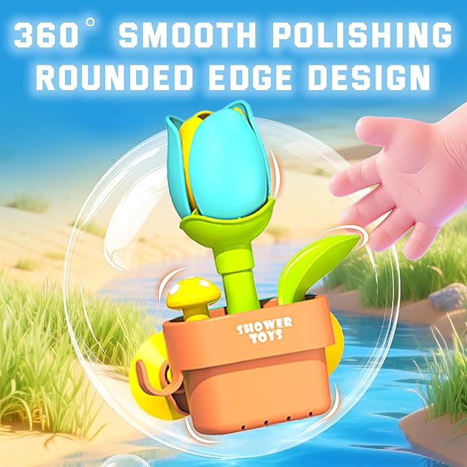 TXTLDB Magic Growing Bath Toy for Toddlers 1-3 | Interactive Watering Can with Blooming Flowers & Rising Mushrooms | Fun Sensory Bathtub Game for Kids 18M+ | Ideal Gift for Christmas & Birthdays