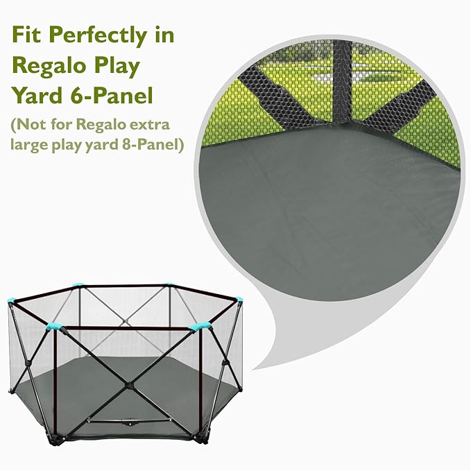 Playpen Mat, Compatible with Regalo My Play Play Yard, Self Inflatable Comfortable with Carry Case - Dark Grey