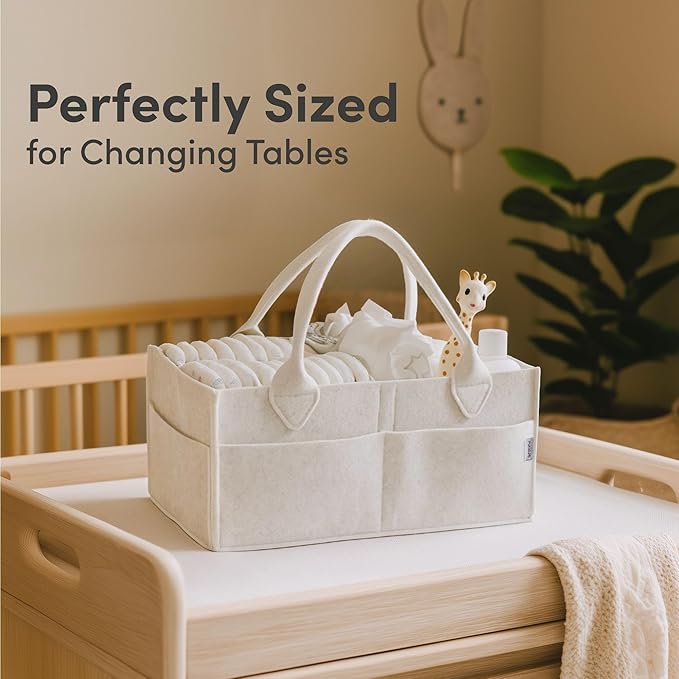 PUTSKA Baby Diaper Caddy Organizer - Nursery Storage Basket for Diaper Station, Baby Basket Shower Gift List and Registry Must-Have, Newborn Essentials, Nursery Decor for Boy or Girl-White,Extra Large