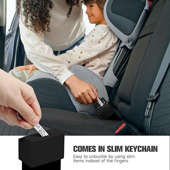 Morlike Silicone Seatbelt Secure Buckle Safety Cover Lock | Keep Children Safe in Car Seat and Prevent Kids from Accidentally Unbuckling | Buckle Guard Fits Almost Vehicles (Black, 2 Pack)