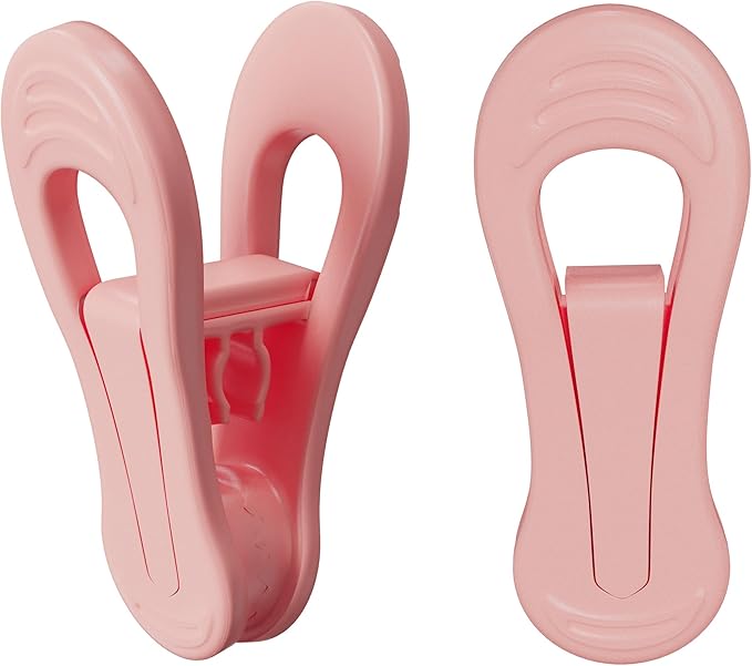 TOFIIGREM Pink Hangers Clips 60 Pack, Multi-Purpose Plastic Clips for Plastic Hangers Velvet Hanger, Clothes Pins for Skirt Pants