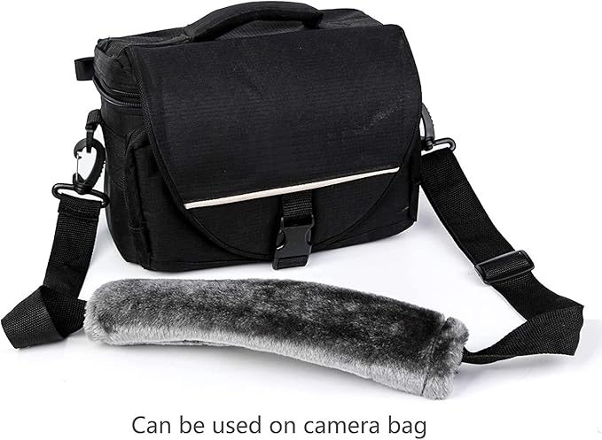 Amooca Soft Faux Fur Universal Fit Seatbelt Cover Car Truck SUV Airplane Seat Belt Shoulder Pad for Carmera Backpack Straps Neck Cushion Protector 2 Pack 10.5in Dark Gray