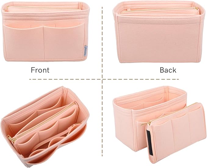 Vercord Felt Organizer Insert For Purse Handbag Tote Bag In Bag Inside Shaper Divider Neo Pink Xlarge