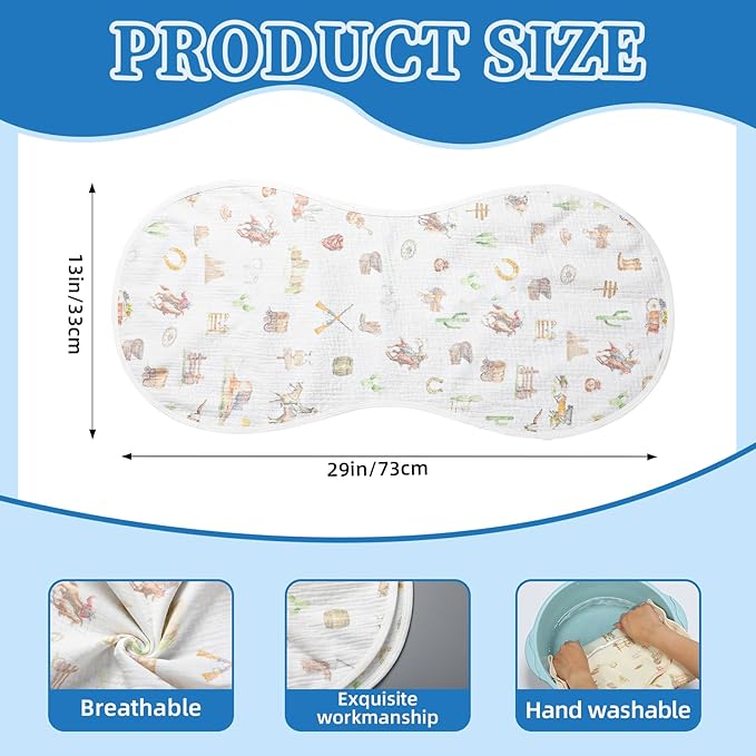 Hahafelt 3 Pcs Changing Pad Liners Fits in Peanut Shape Changing Pad Waterproof Diaper Mats Organic Cotton Peanut Mats are Warm on Baby's Back, Washable Reusable (Cowboy,Mixed Color)
