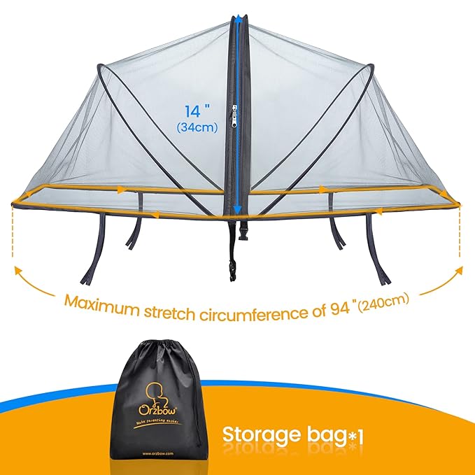 Orzbow Mosquito Net for Stroller | Universal Baby Bug Net for Strollers, Car Seats, Bassinets, Cradles, Mini Cribs, Breathable & Foldable Mosquito Cover with Travel Bag, Baby Summer Essentials, Grey