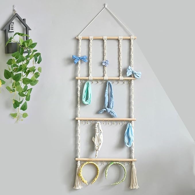 Headband Holder Hair Bows Organizer for Girls, Baby Headbands Hair Accessories Organizer Storage Wall Hanging Decor for Toddler Girls Room
