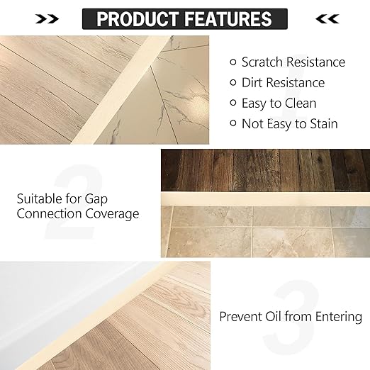 3.3Ft Floor Transition Strip Self Adhesive Vinyl Cover Floor Strip Flat Divider Transition Strip Wood Grain Design for Laminate Floor Gaps and Doorway Transitions (3.3Ft x 1.57 Inch, Beige)