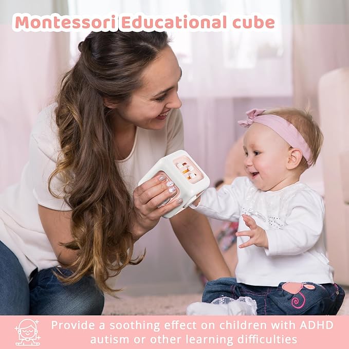 Busy Cube, Toys for 1 Year Old Girl Gifts, Montessori for Baby Girl, Travel Sensory Toys for Toddlers 1-3, Learning Fine Motor Skills| 1st Birthday Girl Gifts 12 Months