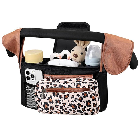 Accmor Universal Stroller Organizer with Insulated Cup Holder Detachable Phone Bag and Shoulder Strap,Stroller Bag Caddy Organizer Fits for Uppababy, Baby Jogger, Britax Strollers
