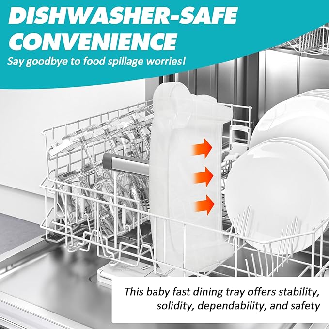 Clear Plastic Baby Dining Tray Compatible with Ingle-sina Fast Table Chair for Home & Restaurant Use, Portable Clip-On Feeding Tray for Hook-On High Chairs, Dishwasher Safe & BPA Free