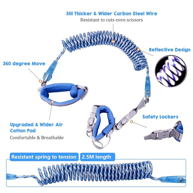FurPaw Child Backpack Leash for Toddlers & Kids | 98Inch Lengthen Child Safety Walking Leash -Blue