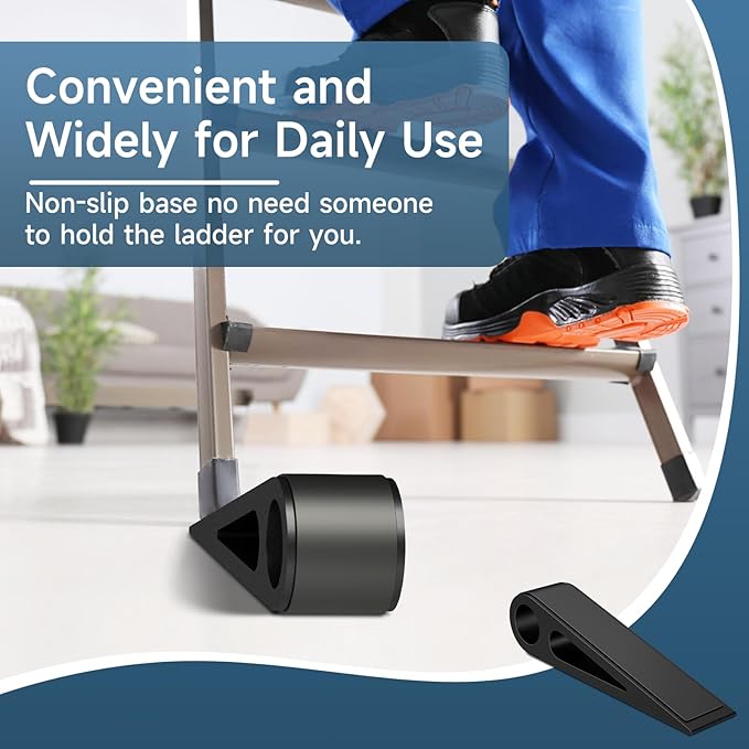 Heavy Duty Door Stopper for Bottom of Door, Aluminum & Rubber Door Stop Wedge- Keep Doors Open in Home, Apartment, Office, Hotel, 4.92L*1.02W*1.22H Inch, Black