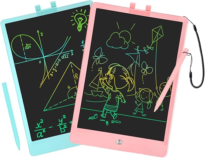 PYTTUR 10 Inch LCD Writing Tablet Colorful Writing Board for Kids Learning Drawing Pad Educational Toy Gift for Toddlers(Pink+Blue)