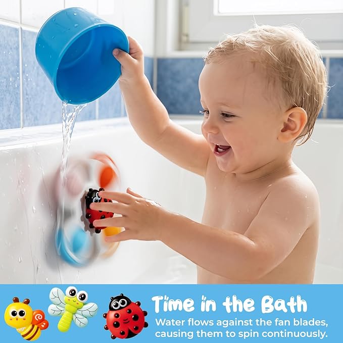 Baby Suction Cup Spinner Travel Toys for Kids Ages 1-3, Fidget Spinner Toys for 1 Year Old Boy Girl 12 Months, Sensory Bath Toy for Toddlers Infants Birthday