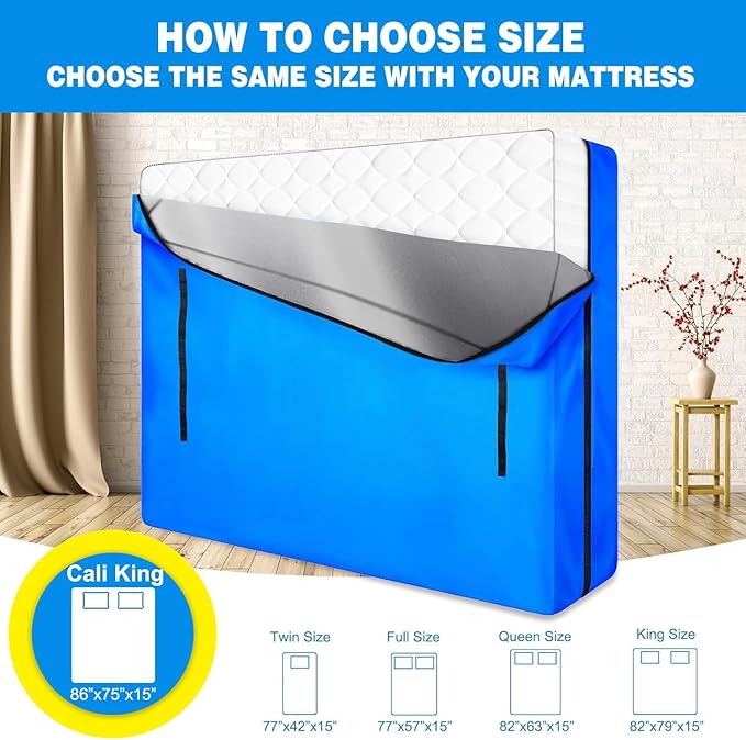 ANALIM Mattress Bags for Moving and Storage, Zippered Mattress Storage Bag with 8 Strong Carrying Handles, Cover Moving Supplies Reusable Mattress Protector (Cali King)