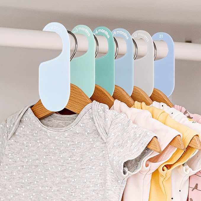 JarThenaAMCS 8Pcs Acrylic Baby Closet Dividers Green Ivory Hanging Clothes Dividers Baby Closet Organizers Thicken Baby Wardrobe Organizers from Newborn to 2T for Home Nursery