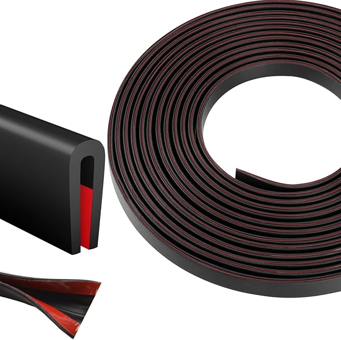 Silicone Edge Trim Self-Adhesive U Channel Silicone Edge Trim Edge Protector for Sheet Metal (Black, Fit 3/32" - L 10')