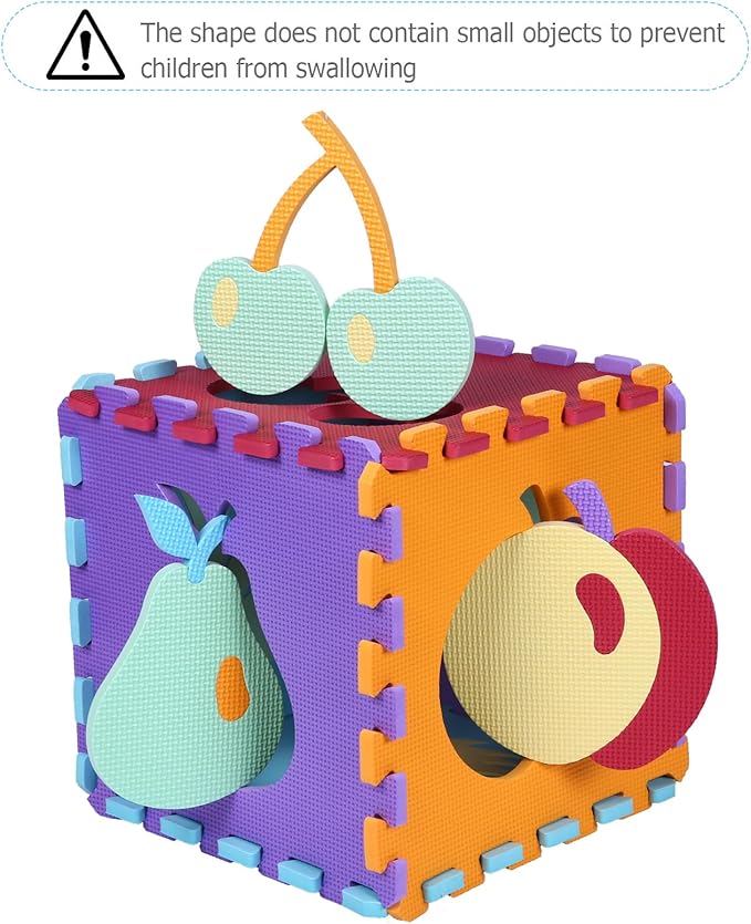 Tamiplay Foam Play Mat for Kids，25Pcs Square Interlocking Puzzle Floor Mat，Baby Play Mat Floor Mat Foam Puzzle Playmat for Toddlers with Fence（Fruit-CSH008