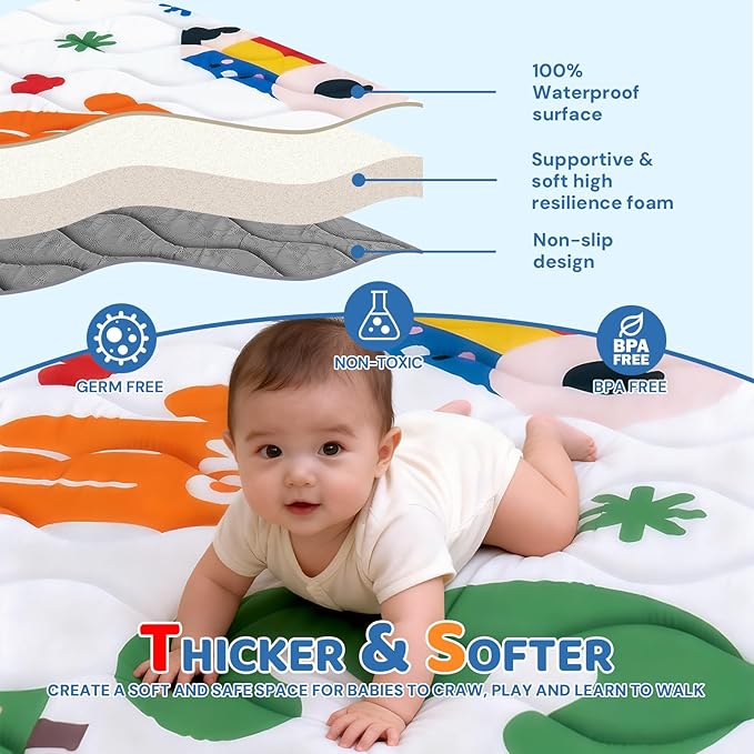 Baby Play Mat for Floor, 71'' x 59'' Thicken Foam Soft Padded Mat for Baby, Playpen Mat for Toddlers Infant Kids, Machine Washable, Non-Slip Bottom Safe for Crawling (Number)