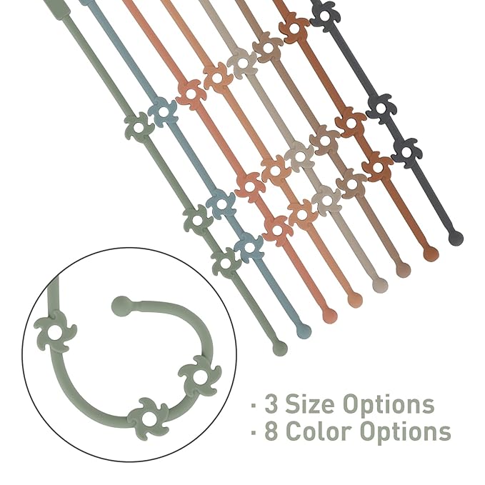 Toy Safety Straps, Silicone Pacifier Clips Sippy Cup Strap Stretchable Adjustable for Strollers, High Chair, Cribs, Hanging Baskets, BPA Free, 2 Pack (Sage+Ether)