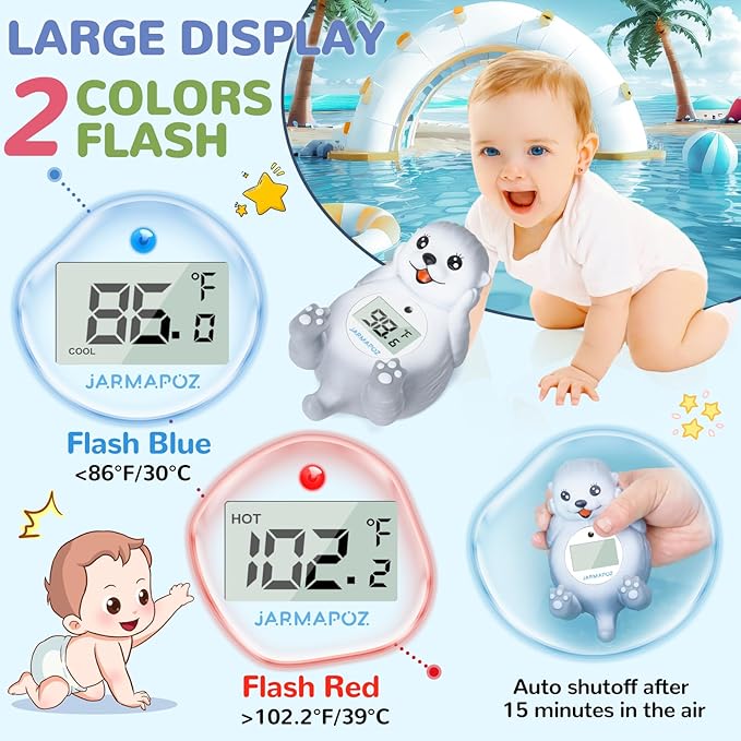 JARMAPOZ Baby Bath Thermometer - Water Thermometer for Baby Safety - Quick Read Floating Bathtub Toy in Fahrenheit & Celsius - Ideal for Infant, Newborn & Toddler Bath Time
