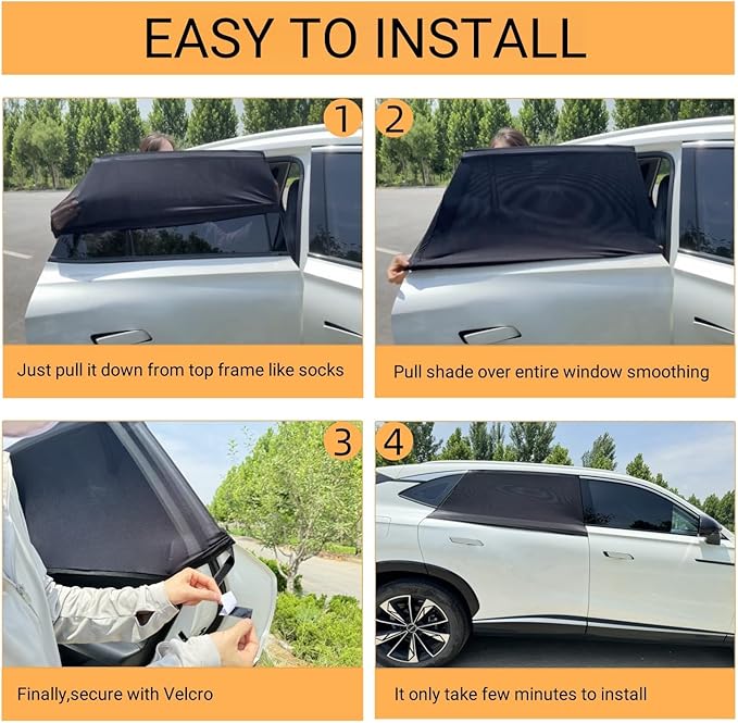 2Packs Universal Car Window Screen for Rear Window 25"(H) X43(W), Elastic Mesh Sun Shade Car Camping Window Cover, Fit for Most Cars Large SUVs, Truck, Pickup