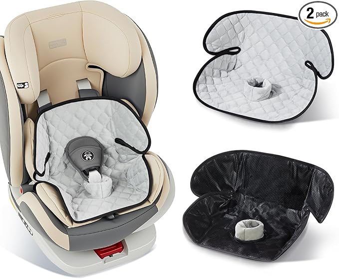 2 Pack Car Potty Training Seat Protector, Waterproof Toddler Car Seat Potty Training Cover, Piddle Pads & Liners for Baby Stroller, Booster & Travel,Non-Slip Pee Protector for Carseat (Grey)